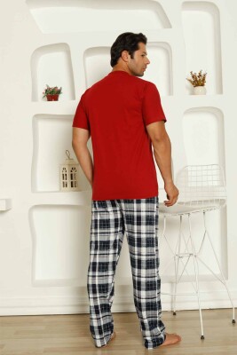 Bordo Kareli Uzun Kollu Erkek Pijama Takımı 1207KY - 4