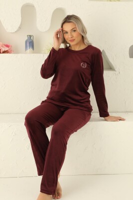 Bordo Süper Soft Kadife Kadın Pijama Takımı 2598UK - 4