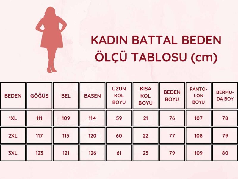 Büyük Beden Kadın Pijama Takımı - Uzun Kollu Likralı Penye 2812UKBL - 5