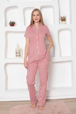 Çizgili Kısa Kollu Gömlek Pijama Takımı 2791KY - 3