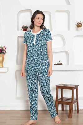 İndigo Çiçek Desenli Penye Bayan Pijama Takımı 2794KY - 2