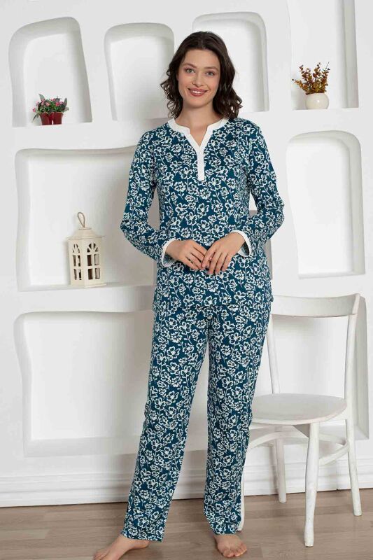 İndigo Çiçek Desenli Penye Bayan Pijama Takımı 2795UY - 1