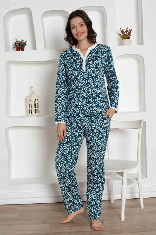 İndigo Çiçek Desenli Penye Bayan Pijama Takımı 2795UY - 3