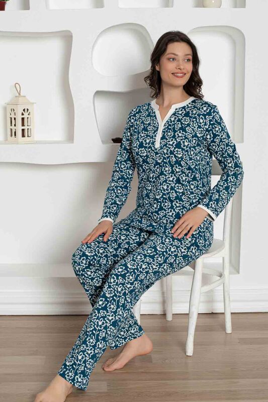 İndigo Çiçek Desenli Penye Bayan Pijama Takımı 2795UY - 4