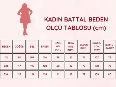 Nakış Detaylı Kadın Pijama Takımı - Büyük Beden Gülkurusu Uzun Kollu Penye 2818UKB - 6